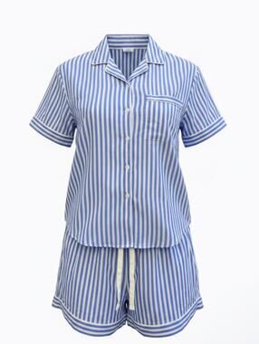 Stars & Stripes Blue and White Striped Short Sleeve Pajama Set [COPY]